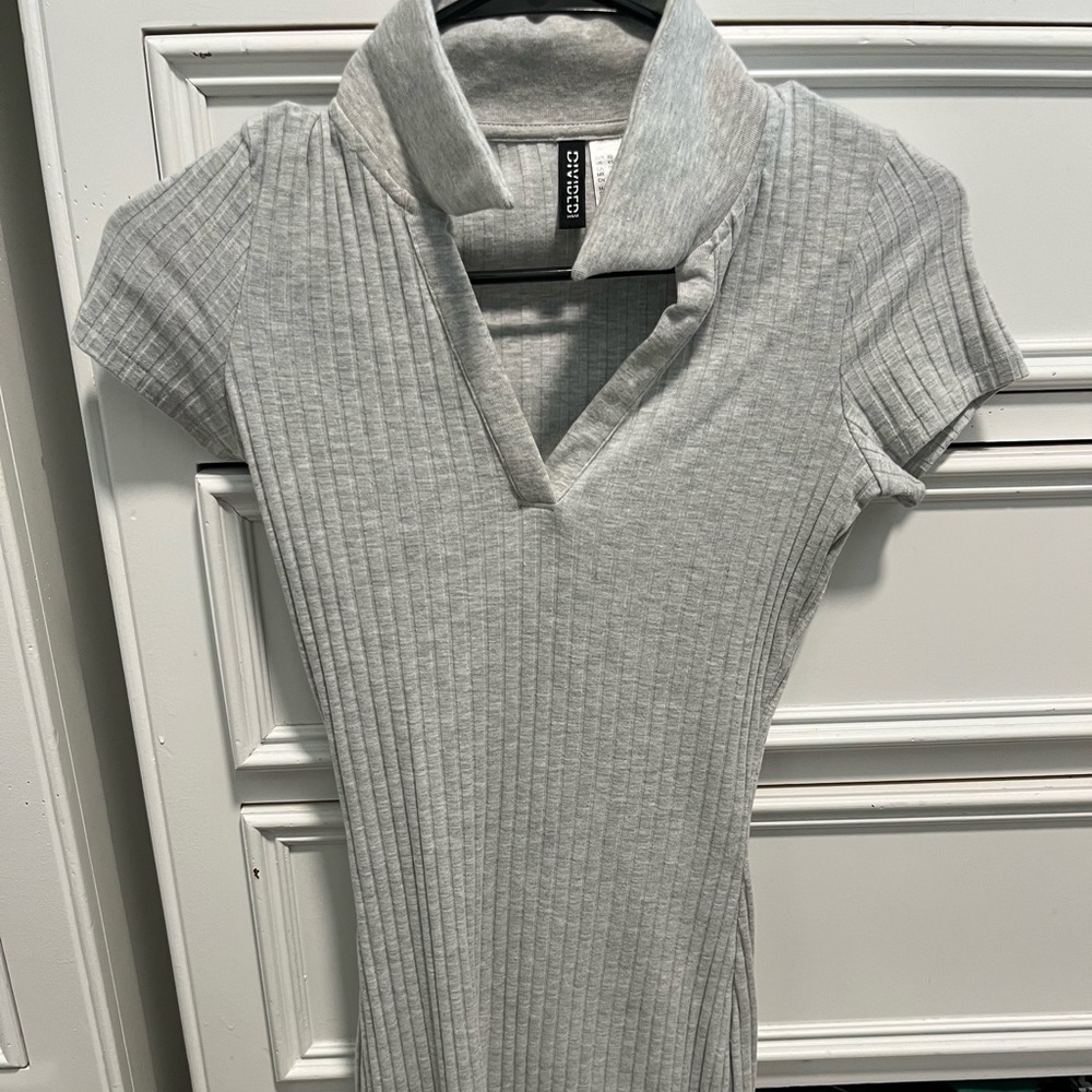 H&M Light Gray Collared Mini Dress | Size XS